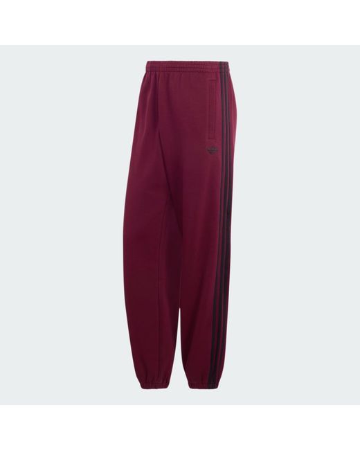Adidas Red Adicolor 3 Stripes Cuffed Joggers for men