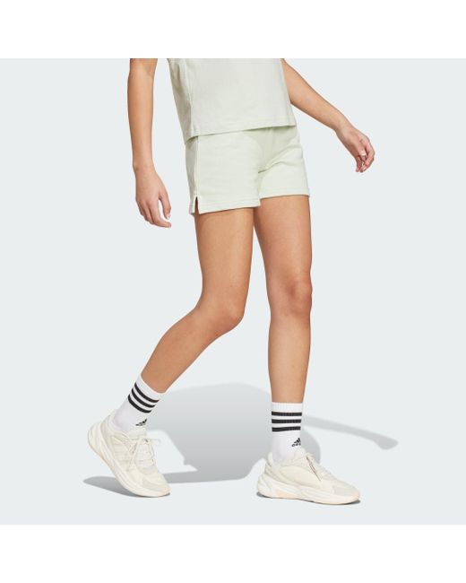 Adidas White Essentials Linear French Terry Shorts