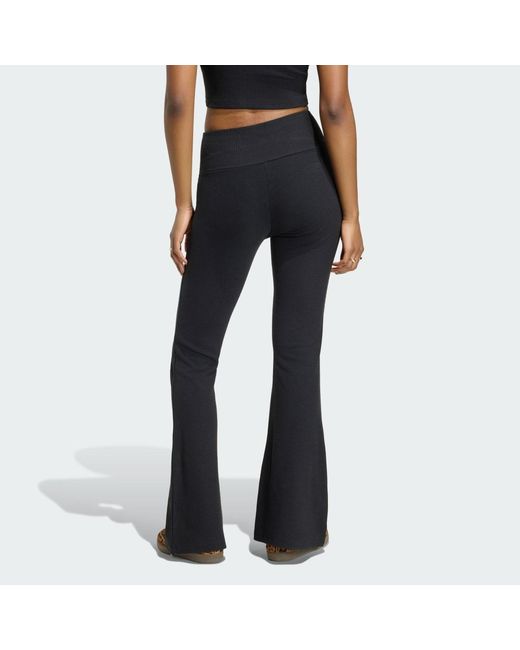 Adidas Black Essentials Rib Flared Leggings