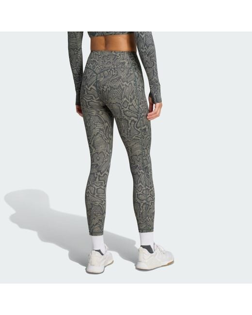 Adidas Gray Optime Primelift Snake 7/8 Leggings