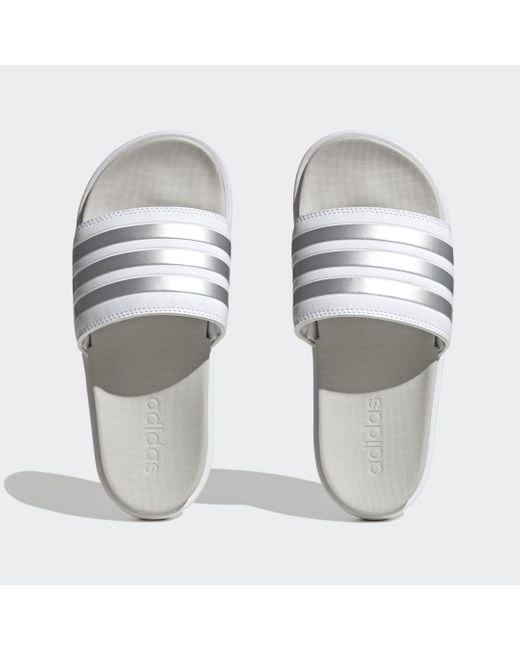 Adidas White Adilette Platform Slides