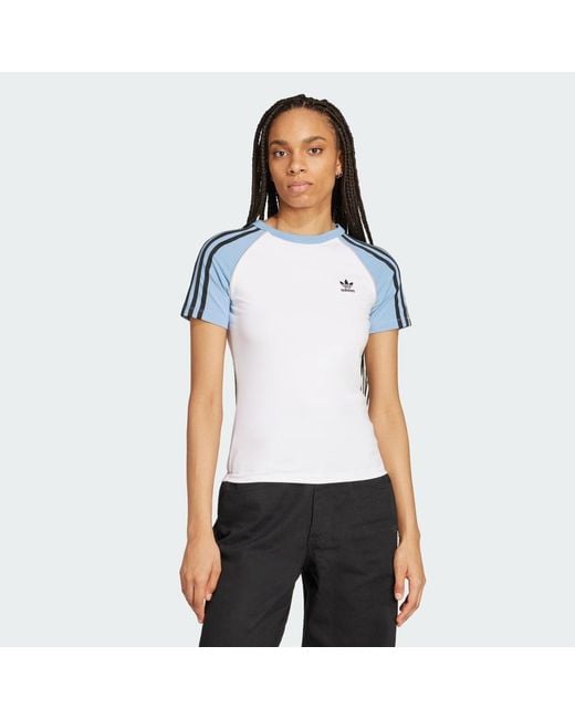 Adidas White Adicolor 3-Stripes Raglan Slim Tee
