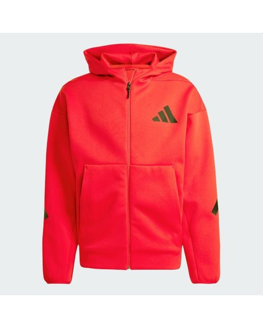 Track Jacket New Z.N.E. Full-Zip Hooded di Adidas in Red da Uomo