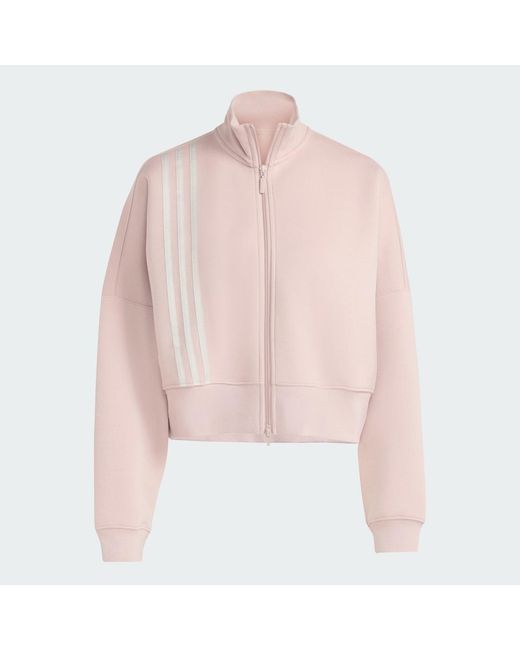 Adidas Pink Off Placed 3-Stripes Zip Up