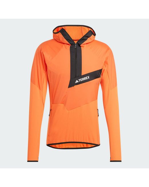 Adidas Orange Techrock Ultralight 1/2-Zip Hooded Fleece Jacket for men