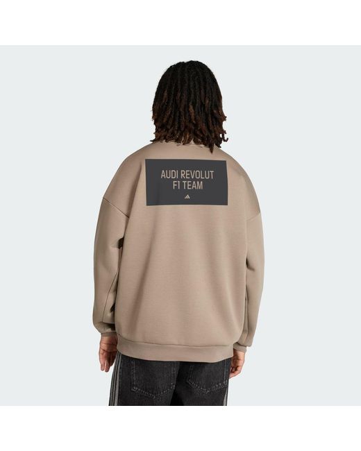 Adidas Brown Audi Revolut F1 Team Elevated Crew Sweat Sweatshirt for men
