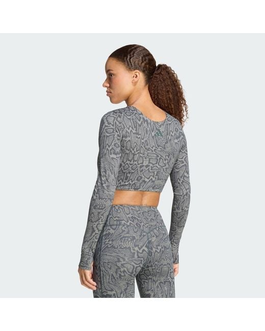 Adidas Gray Primelift Workout Snake Twist Reversible Long Sleeve T-Shirt