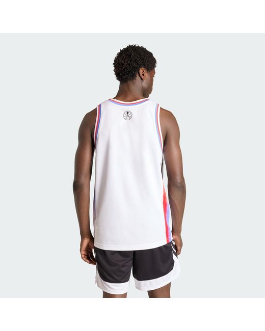 Adidas White Paris Basketball Away Jersey for men
