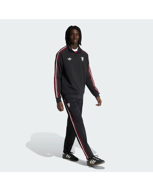Adidas Black Manchester United Originals Half Zip Top for men