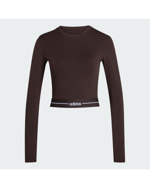 Adidas Brown Hyperglam Cropped Long Sleeve T-Shirt