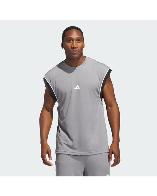 Adidas Gray Basketball All-World Sleeveless Tank Top for men