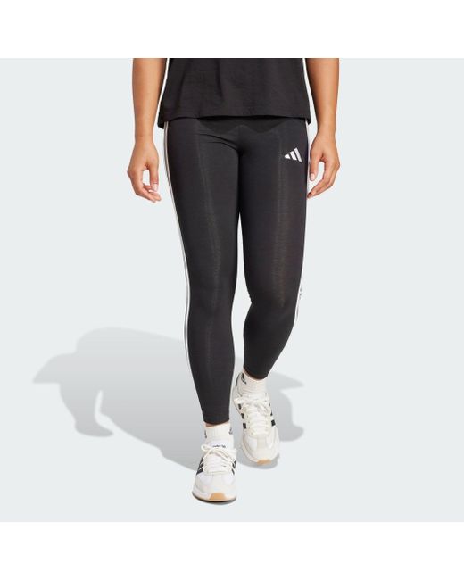 Adidas Gray Essentials 3-Stripes Cotton Leggings