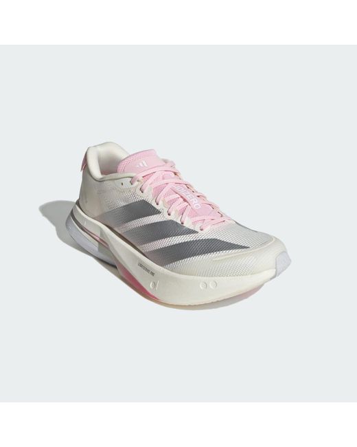 Adidas White Adizero Boston 13 Shoes