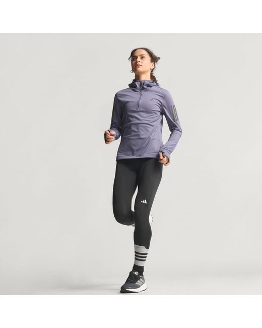 Adidas Purple Own The Run Winterized Hooded Half-Zip