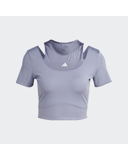 Adidas Blue Hiit Aeroready Crop Training T-shirt