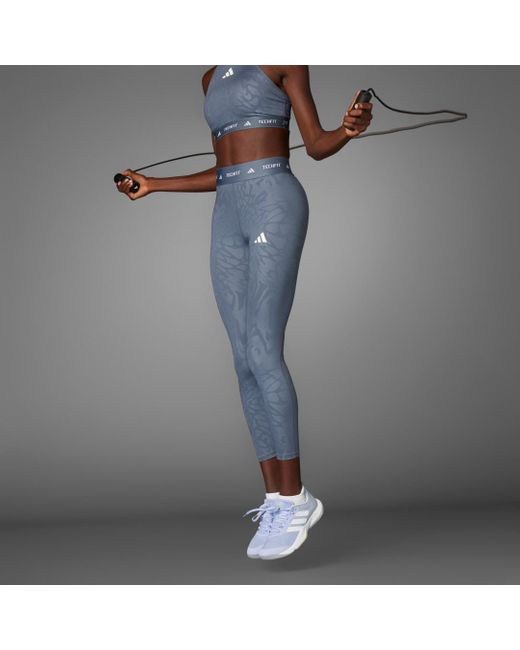 Leggings 7/8 Techfit Printed di Adidas in Gray