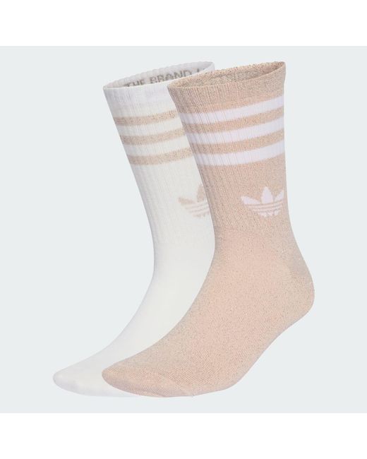 Adidas Natural 3-Stripes Glitter Crew Socks 2 Pairs
