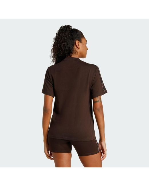 Adidas Brown Seasonal Essentials Leopard Print T-Shirt With 3-Stripes