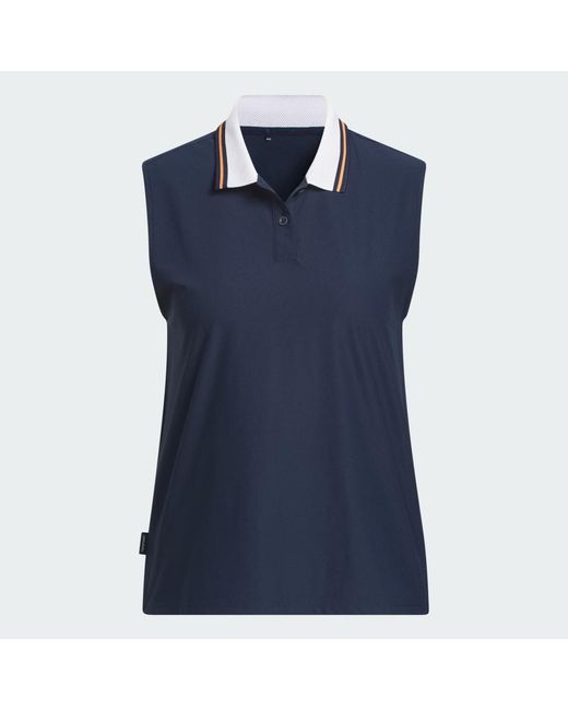 Adidas Blue Beyond The Course Twistknit Sleeveless Polo Shirt