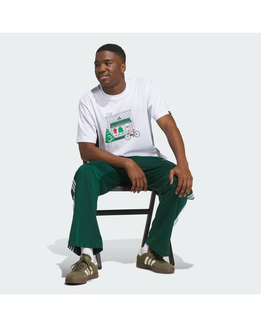 Adidas White Holiday Shop Graphic T-Shirt for men