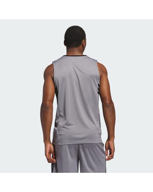 Adidas Gray 3-stripes Basketball Tank Top for men