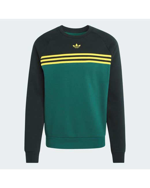 Adidas Green Chest Stripes Crewneck Sweatshirt for men