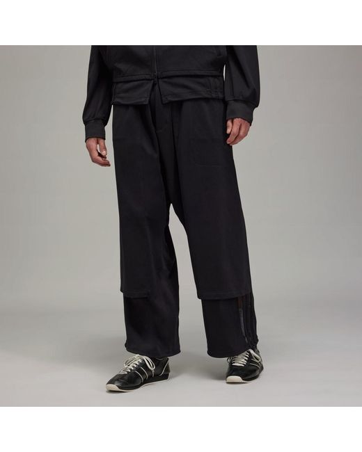 Adidas Black Y-3 Mesh Stripes Track Tracksuit Bottoms for men