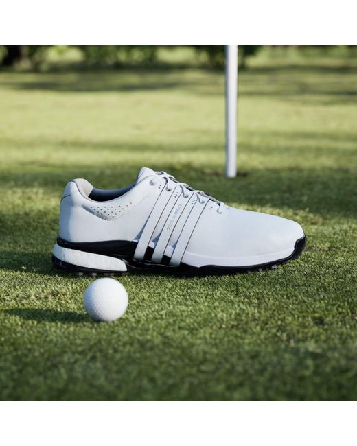 Adidas White Tour360 25 Spikeless Golf Shoes for men