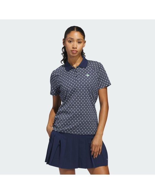 Adidas Blue Originals All Over Trefoil Polo Shirt