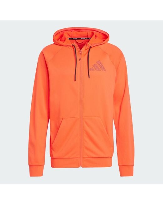 Adidas Orange Game And Go Training Full-Zip Hoodie for men