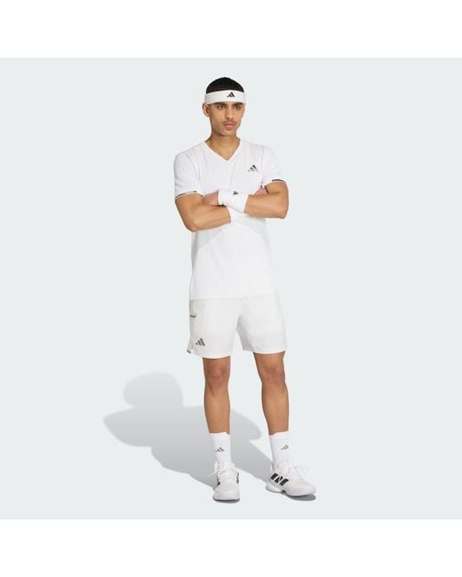 Adidas White Tennis Climacool + Freelift T-Shirt Pro for men