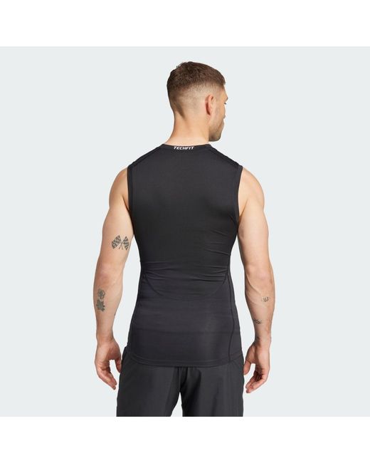 Adidas Blue Techfit Compression Training Sleeveless Tank Top for men