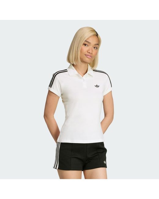 Adidas White 3-Stripes Polo