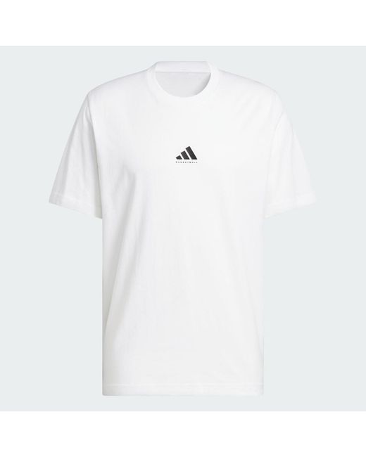 Adidas White Basketball Graphic Tee for men