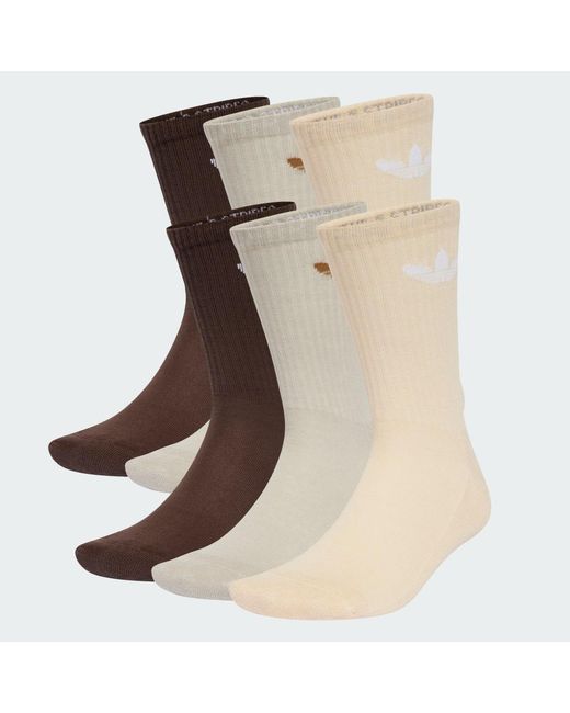 Adidas Brown Trefoil Cushion Crew Socks 6 Pairs