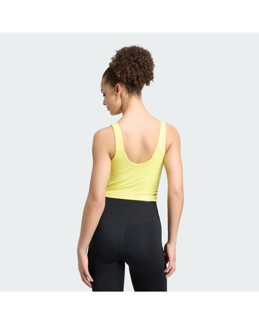 Adidas Green 3 Stripes Studio All Me Light Support Tank Top