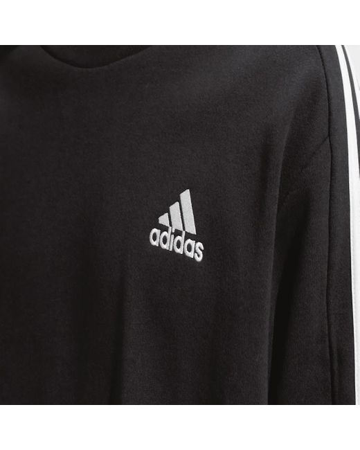 Adidas Black Essentials French Terry 3-stripes Sweatshirt for men