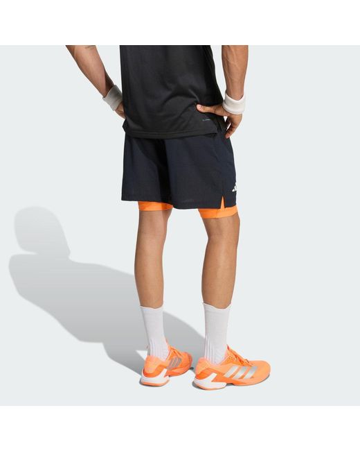 Adidas Blue Tennis Climacool Shorts &Amp; Inner Shorts Set for men