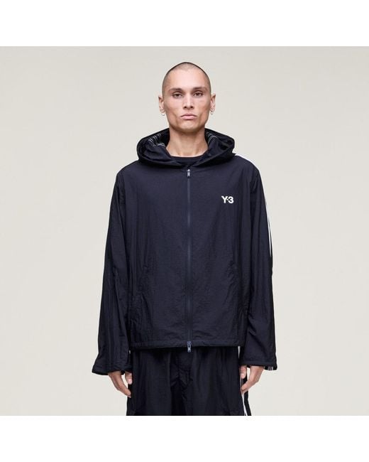Adidas Blue Y-3 Nylon Wired 3 Stripes Track Top