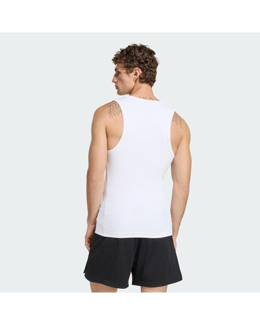 Adidas White Primelift Essentials Workout Rib Tank for men