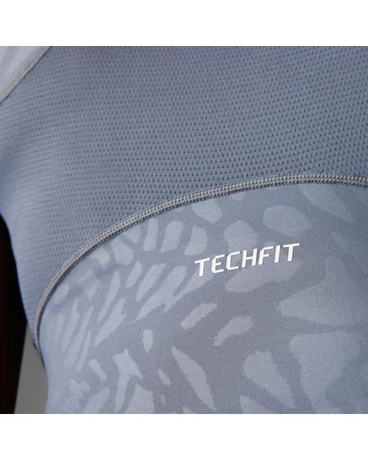Adidas Blue Techfit Printed T-Shirt