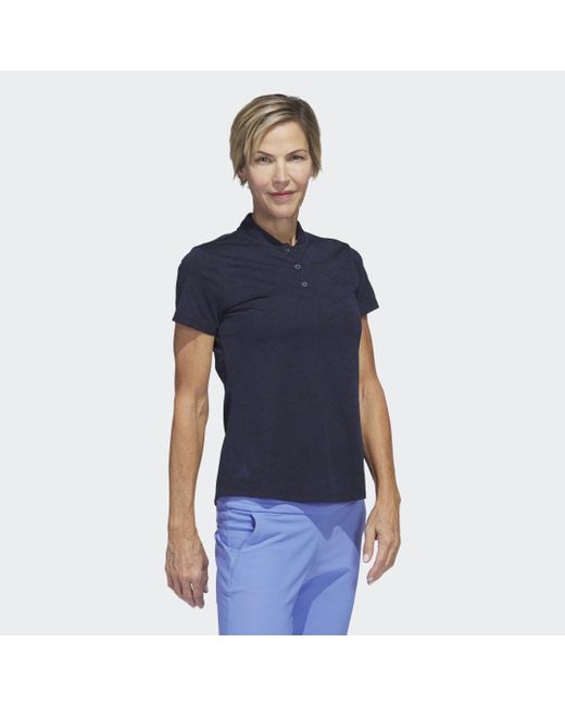 Adidas Blue Jacquard Golf Polo Shirt