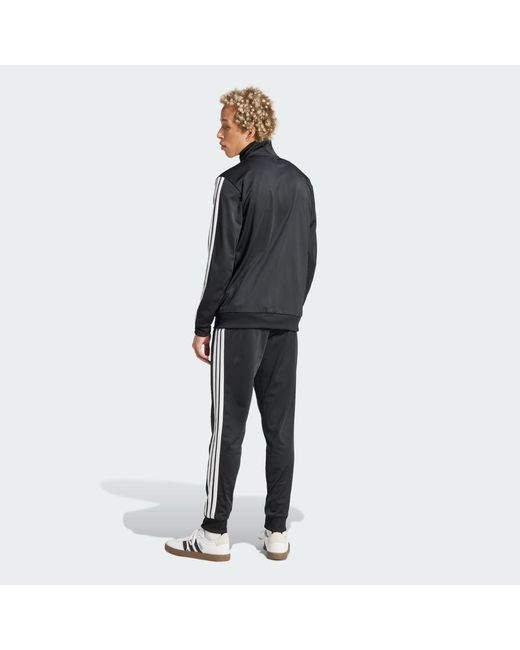 Adidas Black Basic 3-Stripes Tricot Track Suit for men