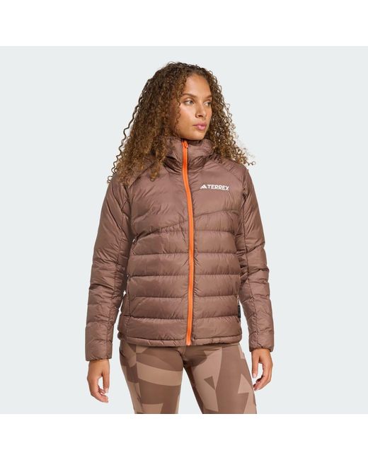Adidas Brown Terrex Xperior Climawarm+ Down Hooded Jacket