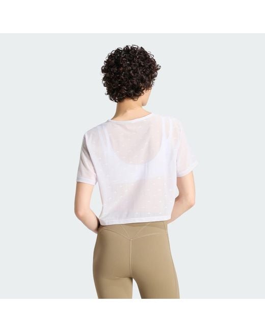 Adidas White Primelift Essentials Workout Boxy Mesh T-Shirt