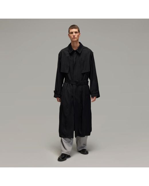 Adidas Black Y-3 Rayon Twill Coat for men