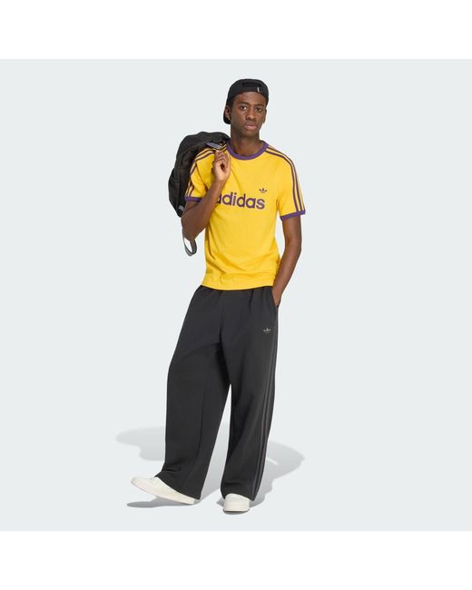 Adidas Yellow 3-Stripes Slim Ringer T-Shirt for men