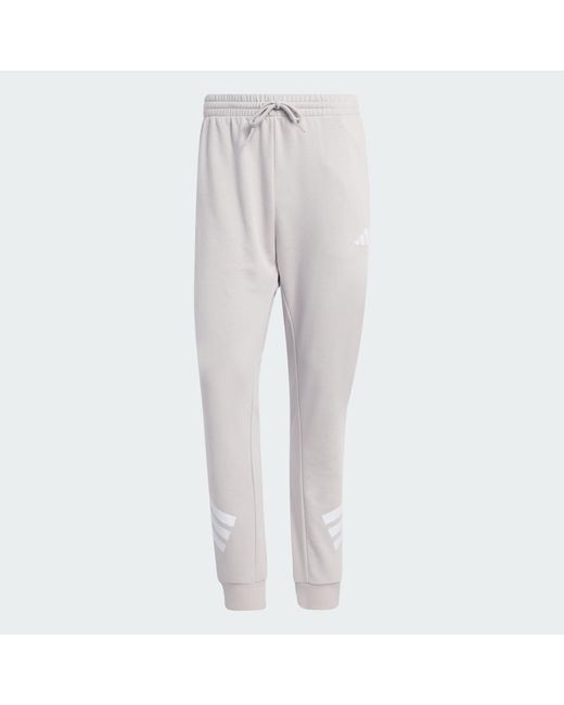 Adidas Gray French Terry 3-Stripes Joggers for men