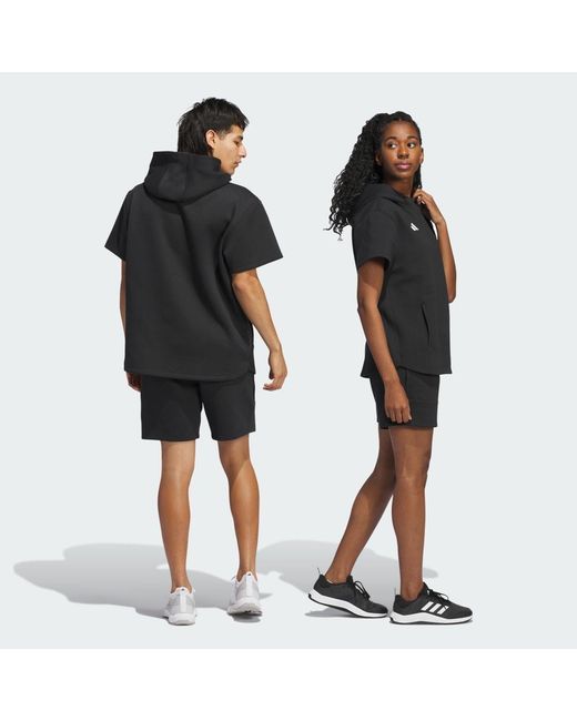 Adidas Black Dugout Short Sleeve Hoodie (Gender Neutral)