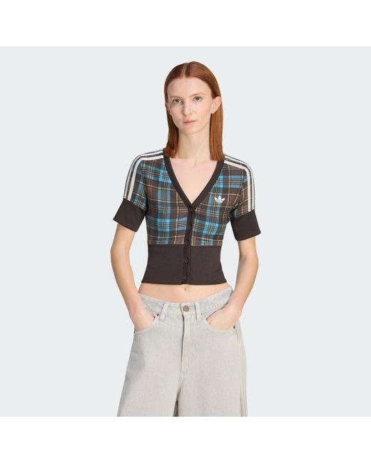 Adidas Multicolor Checked V-Neck Shirt With Buttons